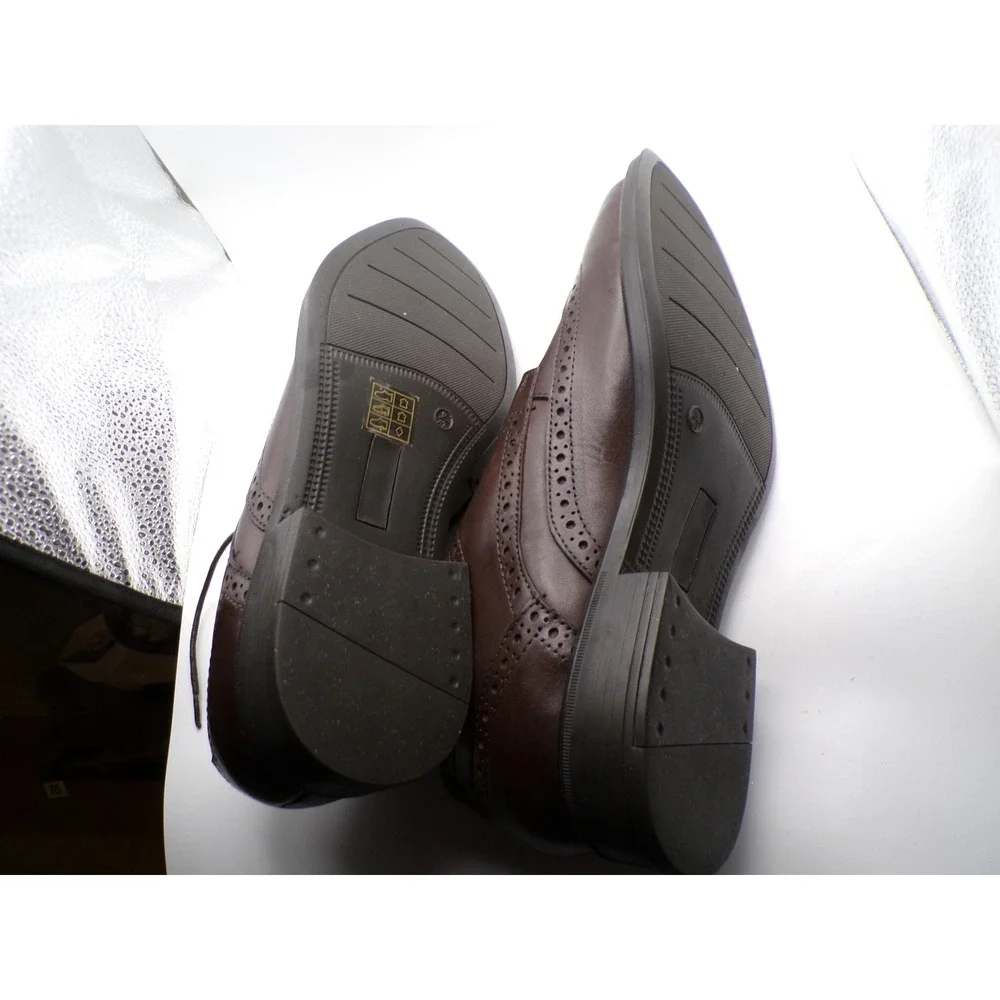Allonsi Aaron Wingtip Oxford Dress Shoes Brown Leather Men's Size 10 US 43‎ EUR